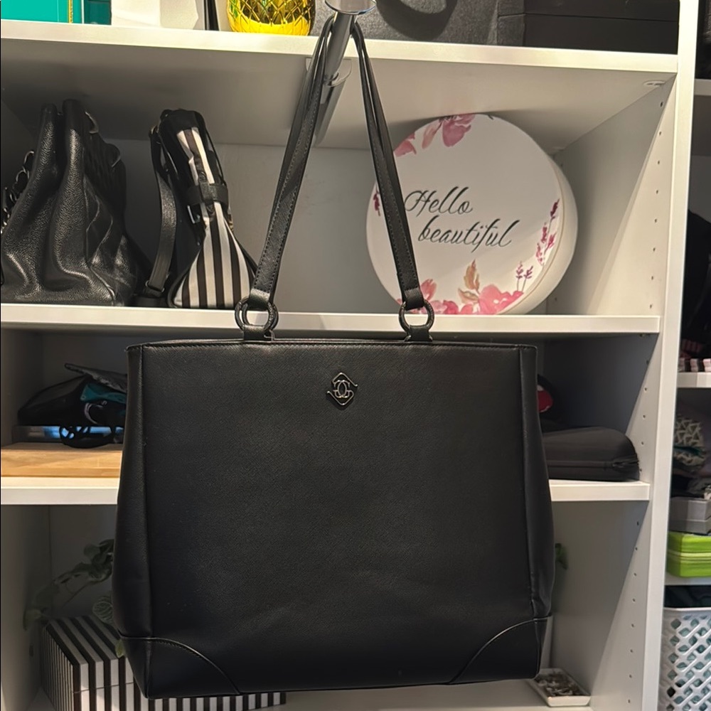 Glass Ladder & Co Black Leather Tote Bag